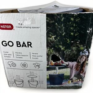 Portable GO BAR 2 in 1 Cooler and Table - Blue- KETER Tailgate Bar Grab and Go